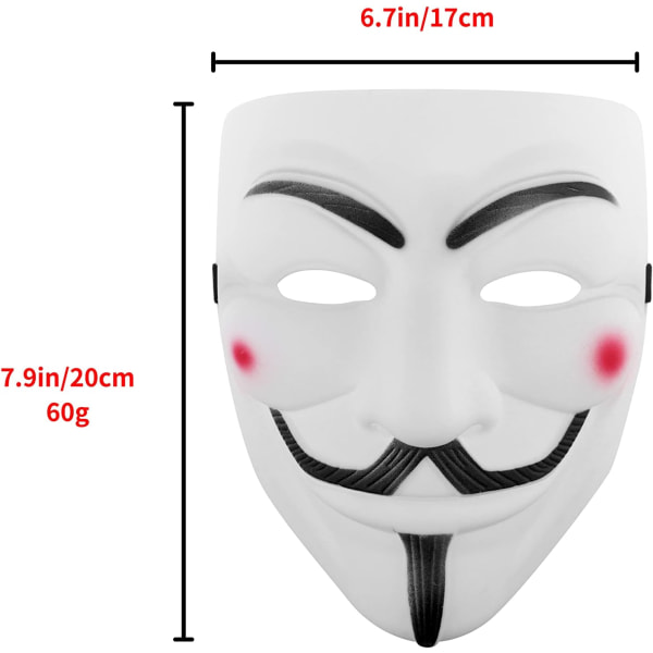 Hacker Maske V for Vendetta Maske til Børn Kvinder Mænd Halloween Cosplay Kostume Sort 10 stk