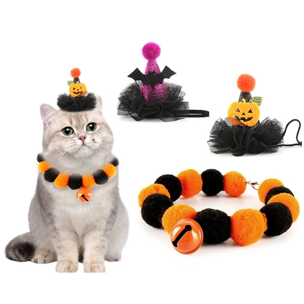 DBat hatSød Kattens Græskar/Fledermus Formet Hat med Pom Pom Halskæde til Halloween FestDBat hat