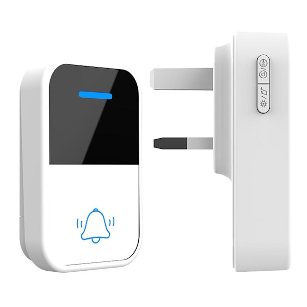Trådlös Dörrklocka med Justerbara Volymnivåer, Melodier, Batteridriven Mini Dörrklocka, Tystläge med LED