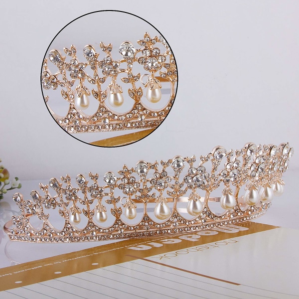 CROWN GUIDE Kristall Rhinestone Queen Bride Tiara Crown för kvinnor Flickor Huvudbonad Vintage Bröllopsfest Födelsedag Bal Bröllop Ti