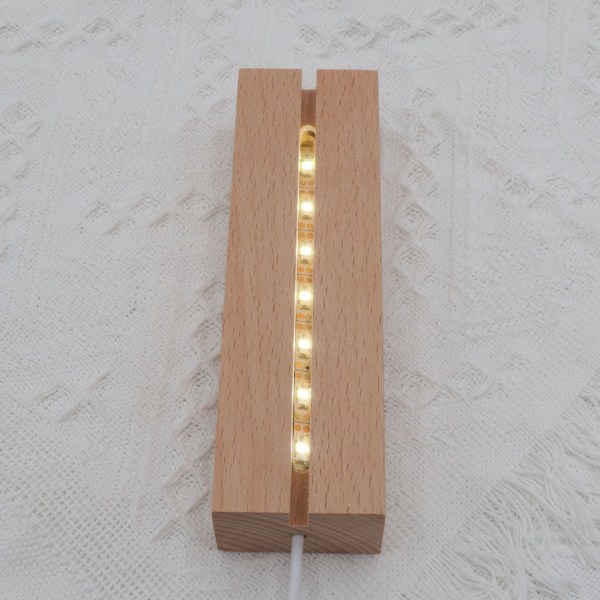 Trædisplaylampe USB-belysningsstativ LED-lysholder base piedestal 3 lys støtte base -24*4,5*3 cm
