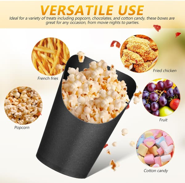 100 stk. forretterkopper snacksholder 14oz sort papir fødevaregodkendt robust stor kapacitet tilspidset
