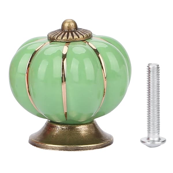 European Style Green Ceramic Pumpkin Knobs - Cabinet Drawer Furniture Handle Pull