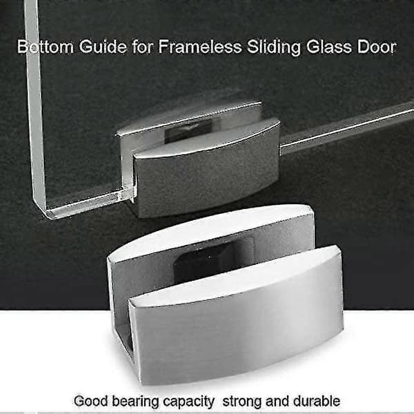 2 stk. Gulvguide Glasskydedør Rustfrit Stål Gulvguide Til Rammeløse Glasskydedøre G