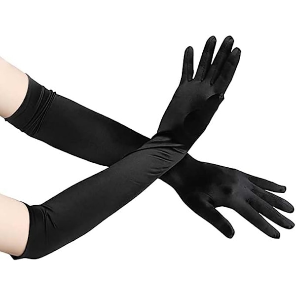 Långa Satin Armbågsstretchhandskar 1920-tals Operahandskar Damkvällspartydanshandskar