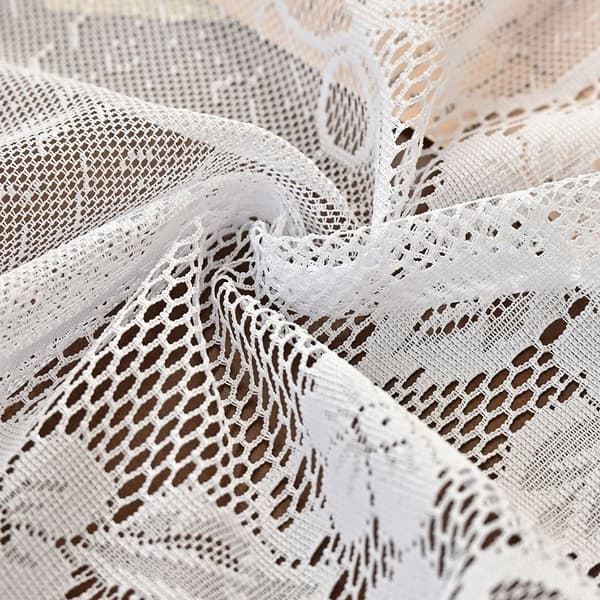 Modern Kitchen Curtains, Short White Curtains with a Delicate Floral Jacquard Pattern, Tulle Curtains