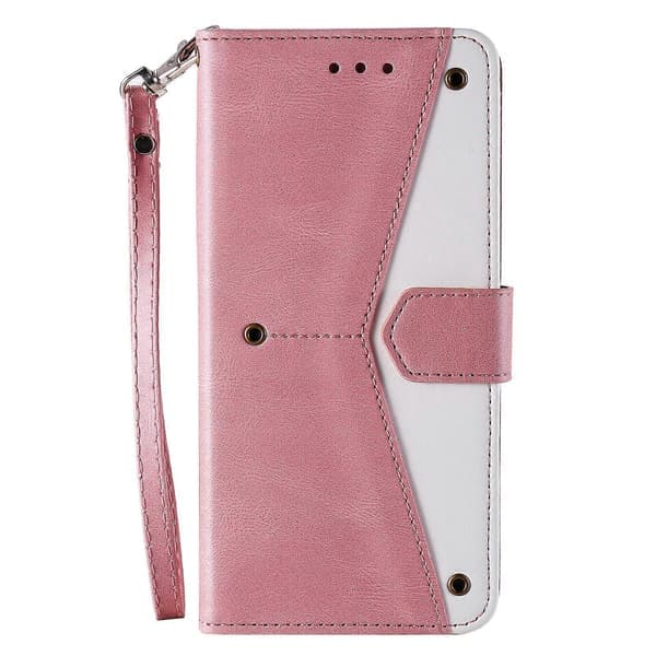 Futteral til Samsung Galaxy A17 5G Skinnfutteral Spleising Søm Lommebokfutteral med Håndleddsrem Rosegull