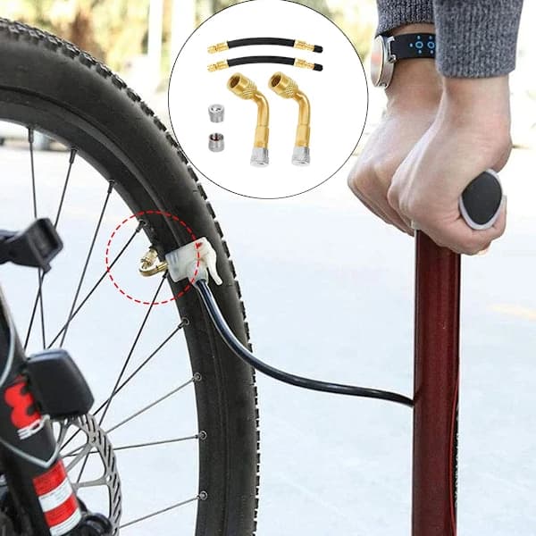 Dekkventilforlengelsesadapter, 90 graders ventilforlengelse og 180 mm fleksibel gummiventilforlengelse kobberventiladapter vinkelventilforlengelse...