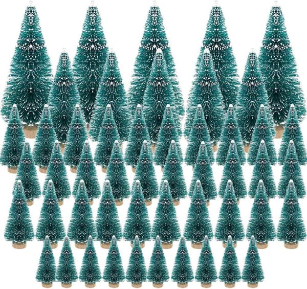 (3.5/4.5/6.5/8.5cm) 50 stk Mini Juletræ Gran Kunstig Jul