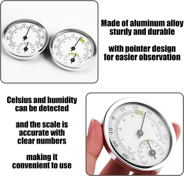 2 stk. rumtermometre, rumtermometer og hygrometer, minipeger-hygrometer, batterifrit termometer, til hjemmet