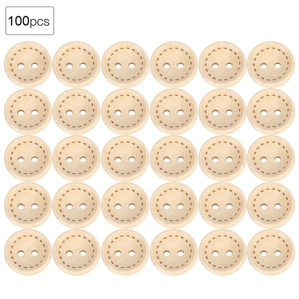 100 stk treknapper Sirkulær trefarge DIY-tilbehør Søm 2-hulls knapp 1,5 cm
