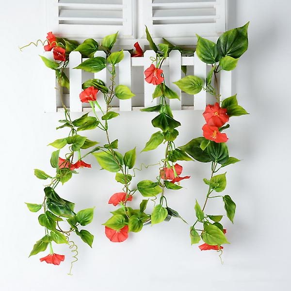 2 stk. Kunstige Slyngplanter Morgenfrue Hængende Grønne Planter Silke Guirlande Hjem Have Væg Hegn Trappe