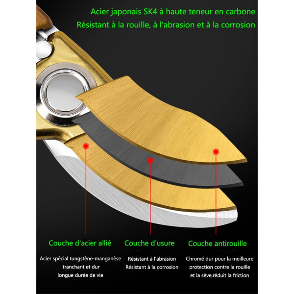 Puutarhan leikkaussakset, japanilaisesta SK4-teräksestä valmistetut puutarhasakset, työvoimaa säästävät puutarhan leikkaussakset paksujen oksien leikkaamiseen