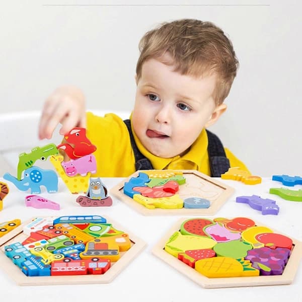 Baby Balance Puzzle Wooden Stacking Toy Learning Tangram Brain Teaser Dinosaur