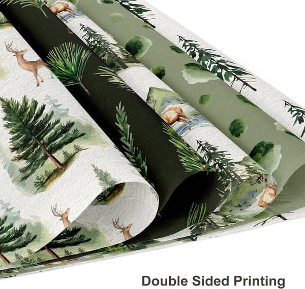 Double-Sided Christmas Scrapbook Paper - 24 Sheets Christmas Tree Green Nature Forest Patterned Holiday Paper for Scrapbooking