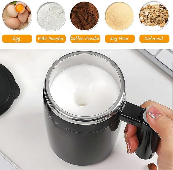 Selvrørende Krus, Genopladelig Automatisk Magnetisk Omrører Kaffekop Rustfrit Stål til Kaffe/Mælk/Te/Varm Chokolade
