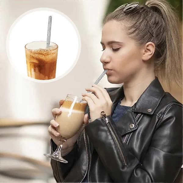 2-pack Reusable Telescopic Metal Straws, Cleaning Brush & Storage Case, Portable Foldable Drinking Straws (Silver & Black)