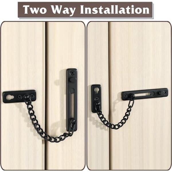 Matte Black (One Piece) - Door Chain - Security Chain Lock for Door