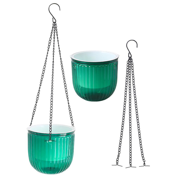 2 kpl Itsekasteltava Riippuva Kukkaruukku Sisätiloihin Riippuva Kukkaruukku Ulkotiloihin Riippuva Kasviruukku Kori Vihreä16 Green 16.5X15CM