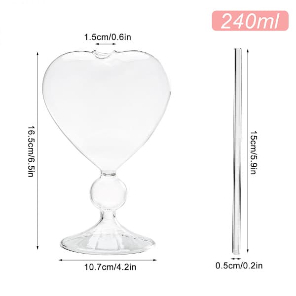 Cocktailglas Hjerteform Kærlighed til særlige fester Bryllup 240ml