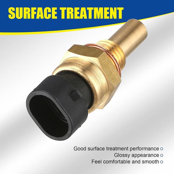 (Gold) 1-Pack Car Temperature Sensor with Connector, Durable Metal Vehicle ECT Temp Sensor Replacement Parts, Compatible with Delphi OEM #15404280 12