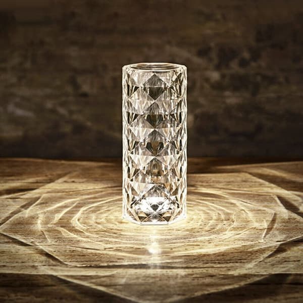 Crystal Table Lamp Light Projector 3 Colors Adjustable Romantic Atmosphere Light USB Touch Night Light
