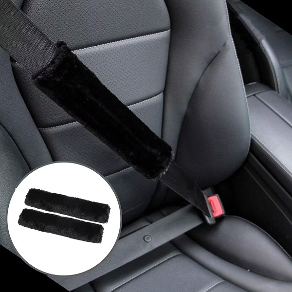 Mjuk äkta fårskinnsull Auto Cover Säkerhetsbältes axelskydd för en bekvämare körning, kompatibel med A