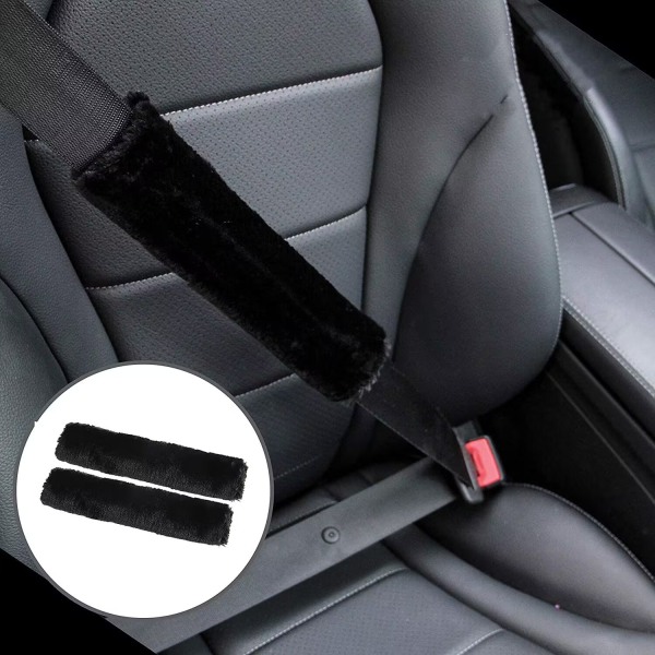 Soft Genuine Sheepskin Wool Auto Seat Belt Cover Seatbelt Shoulder Pad for a More Comfortable Driving, Compatible with A