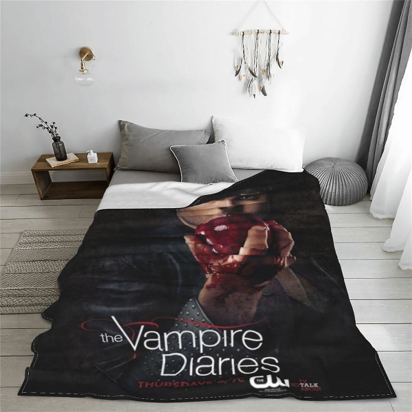 Damon Salvatore The Vampire Diaries Fleece-tæpper Horror Multifunktionelt Varmt Tæppe Til Seng Rejse Sengetøj