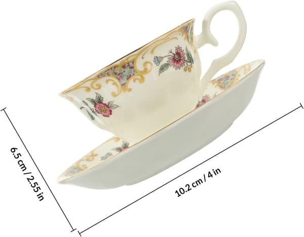 Ceramic Teacup with Saucer Milk Mug Porcelain Decorative Practical Tableware for Office and Cafe