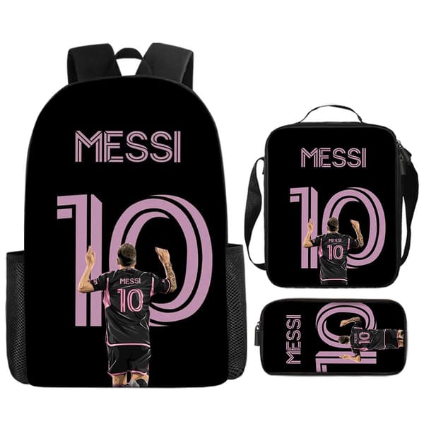 Messi Printed Backpack, Three-Piece Set, Cartoon Backpack 32 32