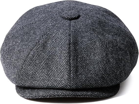 Retrohatt, gutteuniform, åttekantet hatt, Peaky Blinders, åttekantet ullhatt, beret