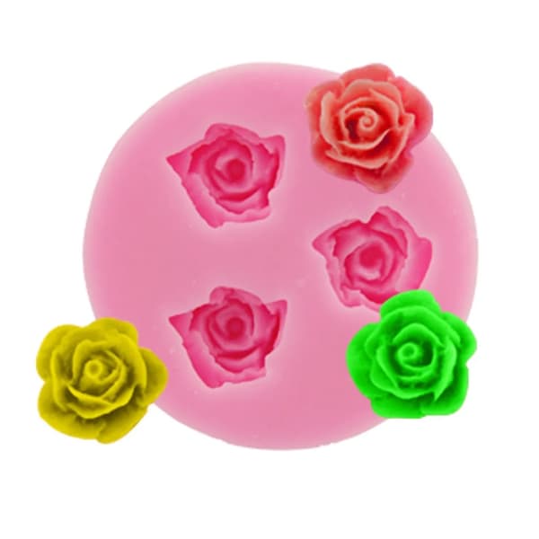 6-delt sæt af 3D bageforme rose blomst DIY silikoneform motiv bageforme chokolade fondant kage