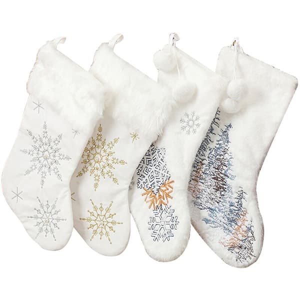 4 stk. julestrømper til pejs, julestrømper, julepynt til Navidad juletræspynt