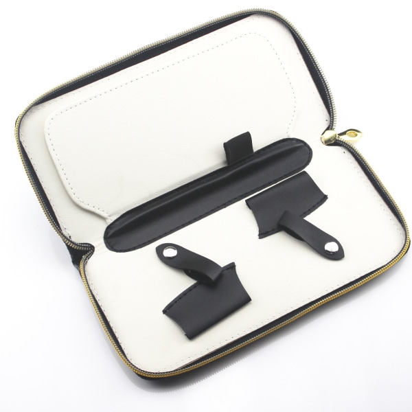 Salon Saksbeskyttelsespose, Sort Læder Lynlås Sakspose - Salon Værktøjs Holster Pose til Stylist Barber Frisører (Holder 4 Saks)