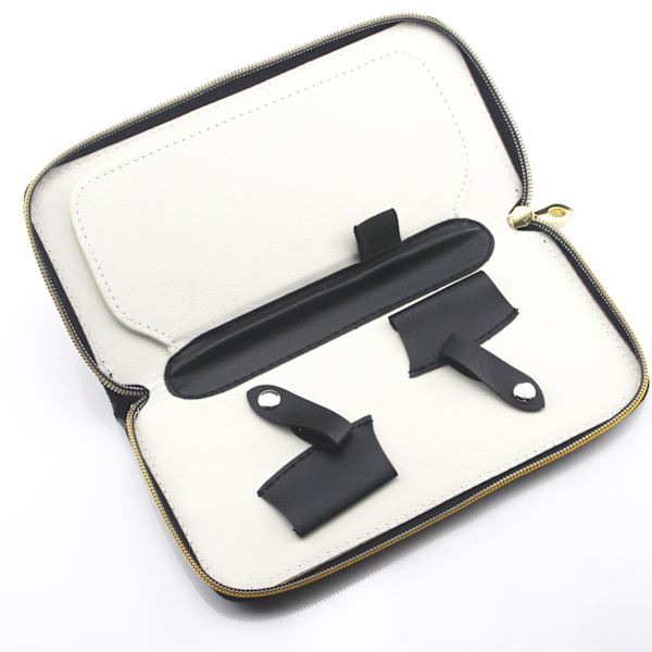 Saxväska för Salong, Svart Läder Blixtlås Saxväska - Salongsverktyg Holster Väska för Frisör Barberare Frisörer (Rymmer 4 Saxar)