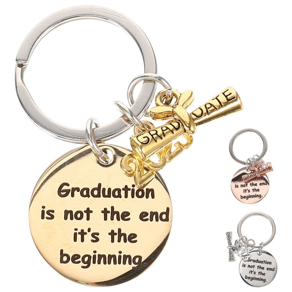 3pcs Graduation Keychain Stainless Steel Keyring Bag Pendant Hanging Ornaments2.5CM