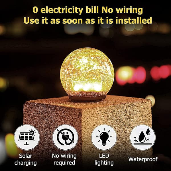 1 pakke LED julekrakelerede kugle solcellelamper 1 stk 1pc