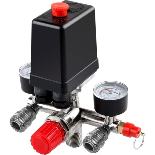 Shmshng – Luftkompressor med trykafbryder – 90-120 PSI trykregulator – 0-180 PSI trykmåler – Nem installation