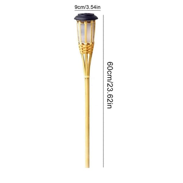 2023 New Hot Bamboo Solar Flame Lights - Garden Torches with Flickering Flame Design (12 LED), Waterproof & Automatic, Easy Installation