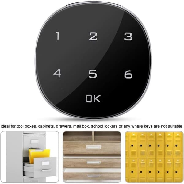 Digital Code Lock, Zinc Alloy Combination Padlock with Touch Screen, Smart Lock, Combination Code Lock for Doors, Cabinets, Toolboxes, Drawers