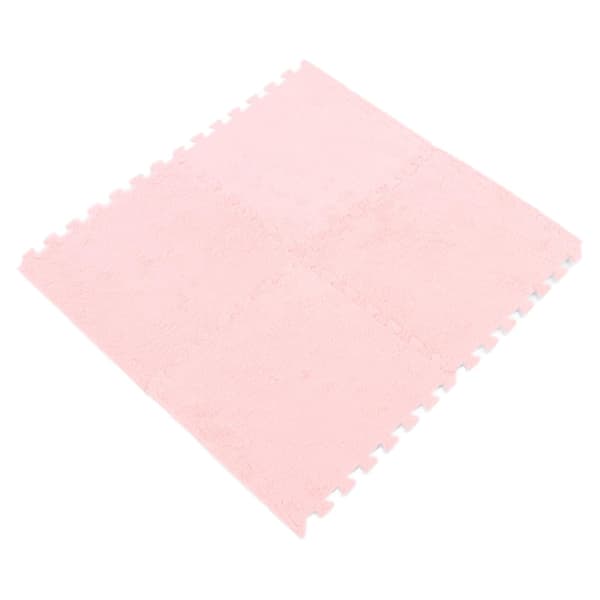 10 Pcs Plush Foam Floor Mat Soft Thick Split Joint Interlocking Plush Foam Mat for Room Floor Pink