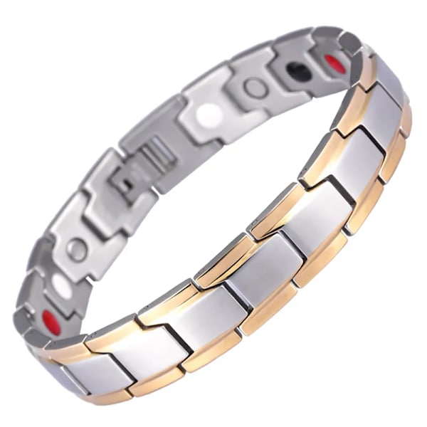 Mænds Titanium Stål Magnetisk Armbånd, Element Magnet Armbånd, Eliminerer Statisk Elektricitet, Forbedrer Cirkulationen, Lindrer Stress (Sølv M