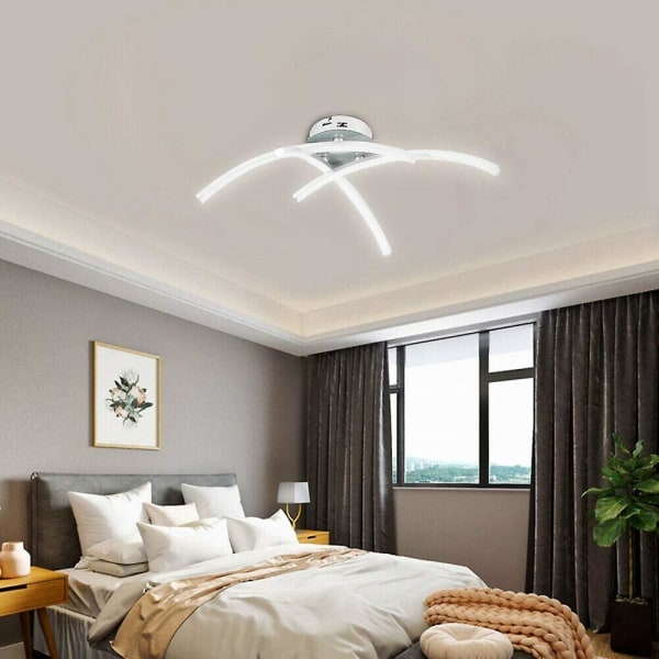 Led Loftlampe, Lysekrone Loftlampe Moderne Buet Med 3 Buede Lys Til Stue Soveværelse 18w (Kold Hvid)
