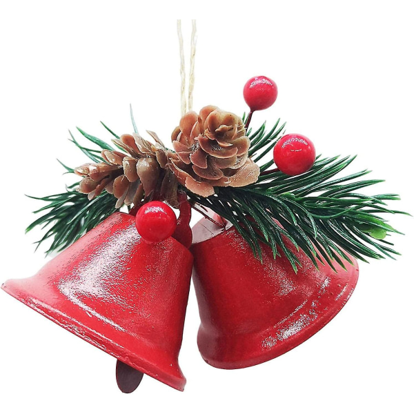 Joulukellot, Jingle Bell -koristeet Holly-marjoilla ja kastanjoilla, joulukuusen kellokoristeet, metalliset leivontalakkakellot juhlakoristeet