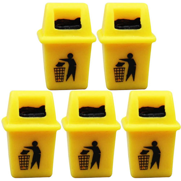 5 stk Miniatyr Søppelbøtter Mini Søppelbøtter Søppelbøtte Modell Sandbord Dekorasjon Gul 2.4 Yellow 2.4X1.6X0.5CM