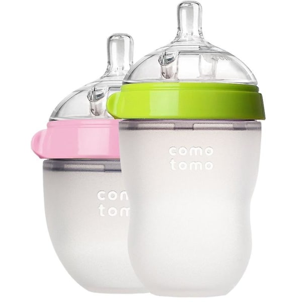 Grønn/rosa silikon babyflaske 150 ml/250 ml BPA-fri babyflasker barnebåflaske Barn