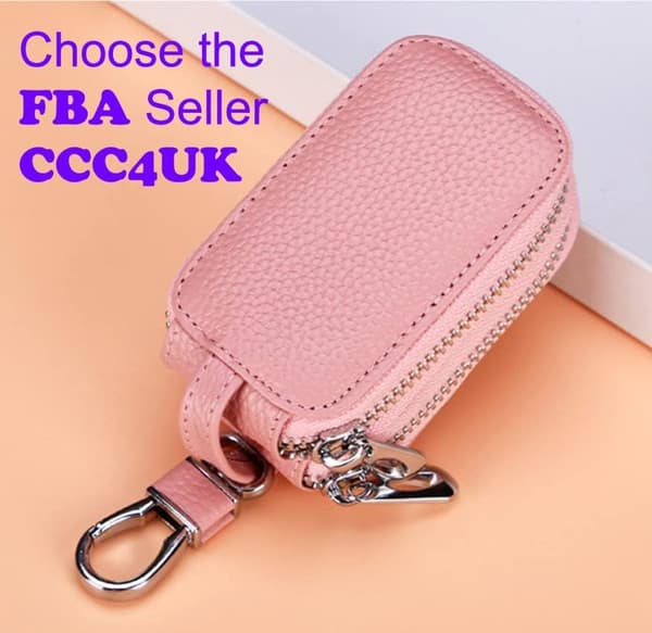 Leather Keychain with Double Zippers