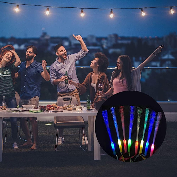 12 stk Fiber Fluorescerende Batteridrevne 3-Modes Blinkende LED-lys til Fødselsdag, Bryllup, Brusebad, Festdekoration (Størrelse :
