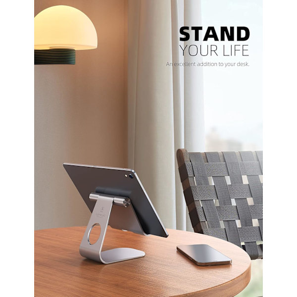 Tablet Stand, Adjustable Tablet Holder - Desk Stand Docking Holder Compatible with 4-13\" Tablet Silver